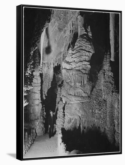 Formation At The 'Hall Of Giants' In Carlsbad Cavern New Mexico.  1933-1942-Ansel Adams-Framed Stretched Canvas