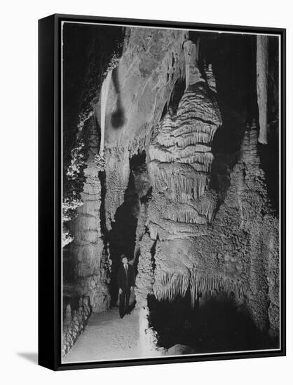 Formation At The 'Hall Of Giants' In Carlsbad Cavern New Mexico.  1933-1942-Ansel Adams-Framed Stretched Canvas