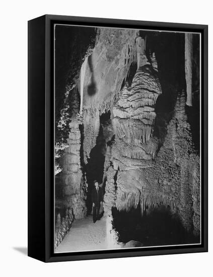Formation At The 'Hall Of Giants' In Carlsbad Cavern New Mexico.  1933-1942-Ansel Adams-Framed Stretched Canvas