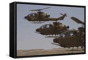 Formation Landing of Ah-1 Tzefa Helicopters from the Israel Air Force-Stocktrek Images-Framed Stretched Canvas