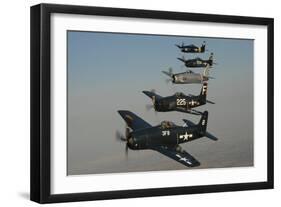 Formation of Grumman F8F Bearcats Flying over Chino, California-Stocktrek Images-Framed Photographic Print