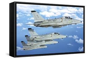 Formation of Italian Air Force Amx-Acol Aircraft over Italy-Stocktrek Images-Framed Stretched Canvas