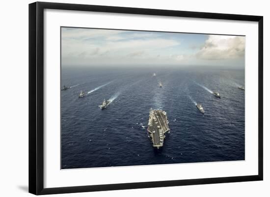 Formation of Ships from the U.S. Navy, Indian Navy, and the Japan Self Defense Force-null-Framed Photographic Print