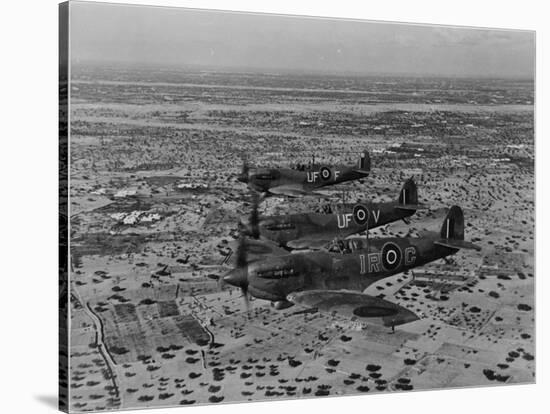 Formation of Spitfires Over North Africa, circa 1943-null-Stretched Canvas