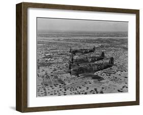 Formation of Spitfires Over North Africa, circa 1943-null-Framed Photo