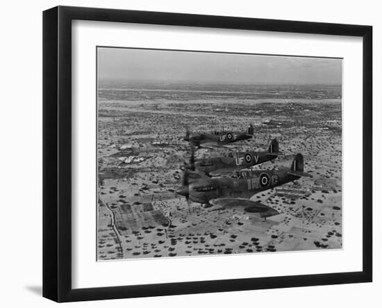 Formation of Spitfires Over North Africa, circa 1943-null-Framed Photo