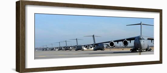 Formation of U.S. Air Force C-17 Globemaster III's Prepare for Departure-Stocktrek Images-Framed Photographic Print