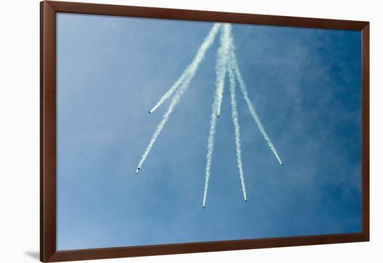 Formation Parachuting with Smoke-Sheila Haddad-Framed Photographic Print