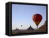 Formations in Valley of the Gods with Two Hot Air Balloons, Near Mexican Hat, Utah-James Hager-Framed Stretched Canvas