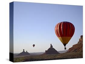 Formations in Valley of the Gods with Two Hot Air Balloons, Near Mexican Hat, Utah-James Hager-Stretched Canvas