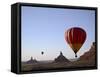 Formations in Valley of the Gods with Two Hot Air Balloons, Near Mexican Hat, Utah-James Hager-Framed Stretched Canvas