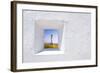 Formentera Mediterranean White Window with Barbaria Lighthouse-holbox-Framed Art Print