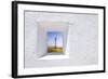 Formentera Mediterranean White Window with Barbaria Lighthouse-holbox-Framed Art Print