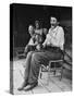 Former Confederate Soldier John Salling in Chair on Front Porch with friends in Scott County-Allan Grant-Stretched Canvas