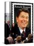 Former First Lady and Giant Replica of US Postage Stamp Honoring Late Husband, Ronald Reagan-null-Stretched Canvas