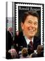 Former First Lady and Giant Replica of US Postage Stamp Honoring Late Husband, Ronald Reagan-null-Stretched Canvas