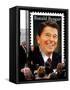 Former First Lady and Giant Replica of US Postage Stamp Honoring Late Husband, Ronald Reagan-null-Framed Stretched Canvas