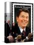 Former First Lady and Giant Replica of US Postage Stamp Honoring Late Husband, Ronald Reagan-null-Stretched Canvas