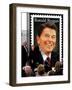 Former First Lady and Giant Replica of US Postage Stamp Honoring Late Husband, Ronald Reagan-null-Framed Photographic Print