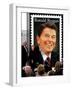 Former First Lady and Giant Replica of US Postage Stamp Honoring Late Husband, Ronald Reagan-null-Framed Photographic Print