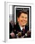 Former First Lady and Giant Replica of US Postage Stamp Honoring Late Husband, Ronald Reagan-null-Framed Photographic Print