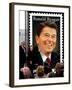 Former First Lady and Giant Replica of US Postage Stamp Honoring Late Husband, Ronald Reagan-null-Framed Photographic Print