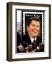 Former First Lady and Giant Replica of US Postage Stamp Honoring Late Husband, Ronald Reagan-null-Framed Photographic Print