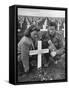 Former GI Ernest Kreiling and His Bride Visiting the Grave of His Best Friend-null-Framed Stretched Canvas