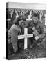 Former GI Ernest Kreiling and His Bride Visiting the Grave of His Best Friend-null-Stretched Canvas