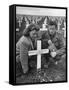 Former GI Ernest Kreiling and His Bride Visiting the Grave of His Best Friend-null-Framed Stretched Canvas