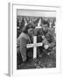 Former GI Ernest Kreiling and His Bride Visiting the Grave of His Best Friend-null-Framed Photographic Print
