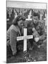 Former GI Ernest Kreiling and His Bride Visiting the Grave of His Best Friend-null-Mounted Photographic Print