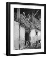 Former GI Ernest Kreiling Showing His Bride the Hayloft Where He Spent Thanksgiving 1944-null-Framed Photographic Print