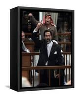 Former Iraqi President Saddam Hussein Berates the Court During their Trial in Baghdad-null-Framed Stretched Canvas