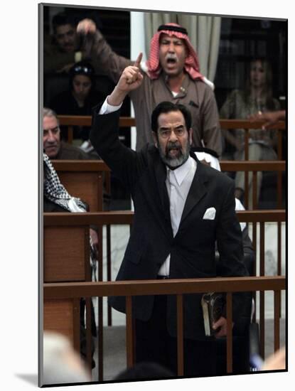 Former Iraqi President Saddam Hussein Berates the Court During their Trial in Baghdad-null-Mounted Photographic Print