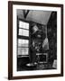 Former PM Winston Churchill Smoking a Cigar in His Studio Dressed in His Blue RAF Siren Jump Suit-Hans Wild-Framed Premium Photographic Print