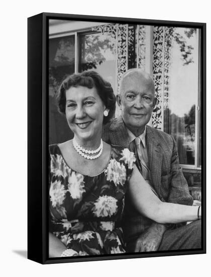 Former President Dwight D. Eisenhower and Wife Mamie at their Farm-Ed Clark-Framed Stretched Canvas