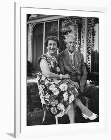 Former President Dwight D. Eisenhower and Wife Mamie on Lawn at Home-Ed Clark-Framed Photographic Print