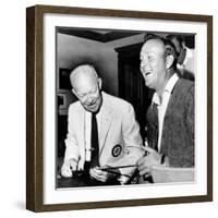 Former President Dwight Eisenhower Enjoys a Laugh with Famed Golfer, Arnold Palmer, Aug 12, 1965-null-Framed Photo