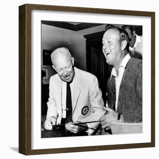 Former President Dwight Eisenhower Enjoys a Laugh with Famed Golfer, Arnold Palmer, Aug 12, 1965-null-Framed Photo