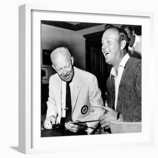 Former President Dwight Eisenhower Enjoys a Laugh with Famed Golfer, Arnold Palmer, Aug 12, 1965-null-Framed Photo