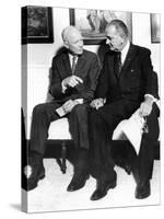 Former President Dwight Eisenhower with President Lyndon Johnson at the White House-null-Stretched Canvas