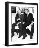 Former President Dwight Eisenhower with President Lyndon Johnson at the White House-null-Framed Photo