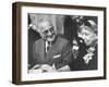 Former President Harry S. Truman Talking with Mrs. Franklin D. Roosevelt-null-Framed Photographic Print