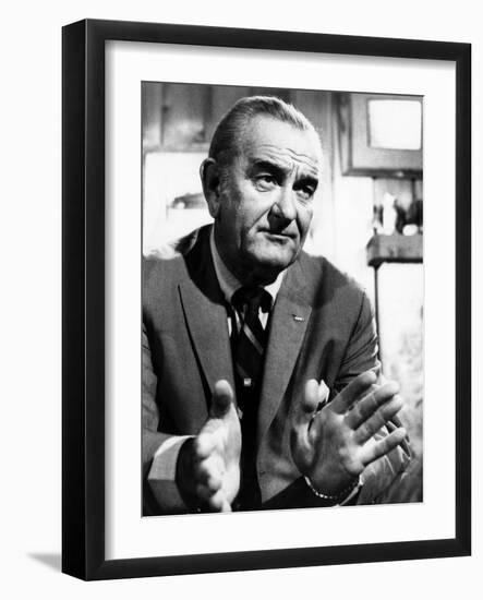 Former President Lyndon Johnson During an Interview Walter Cronkite-null-Framed Photo