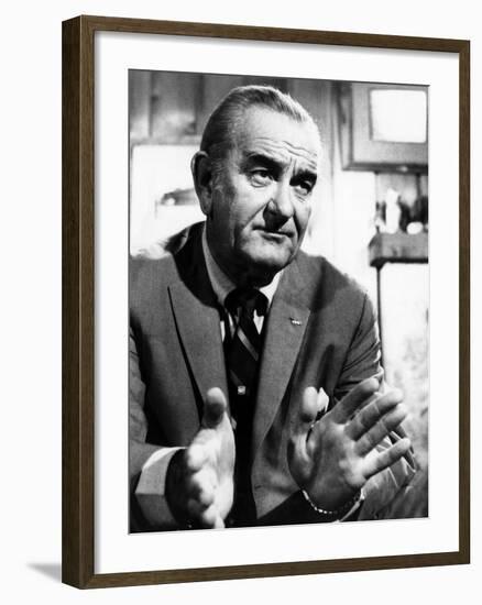 Former President Lyndon Johnson During an Interview Walter Cronkite-null-Framed Photo