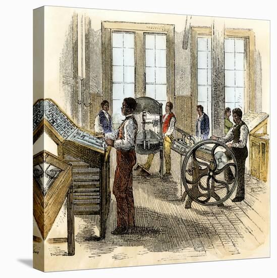 Former Slaves Learning Printing at Hampton Institute in Virginia, 1870s-null-Stretched Canvas