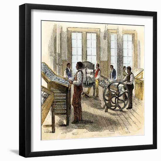 Former Slaves Learning Printing at Hampton Institute in Virginia, 1870s-null-Framed Giclee Print
