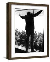 Former Vice President Richard Nixon in His Uniquely Styled Victory Posture-null-Framed Photo