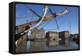 Former Warehouses, Gloucester Quays, Gloucester, Gloucestershire, England, United Kingdom, Europe-Stuart Black-Framed Stretched Canvas